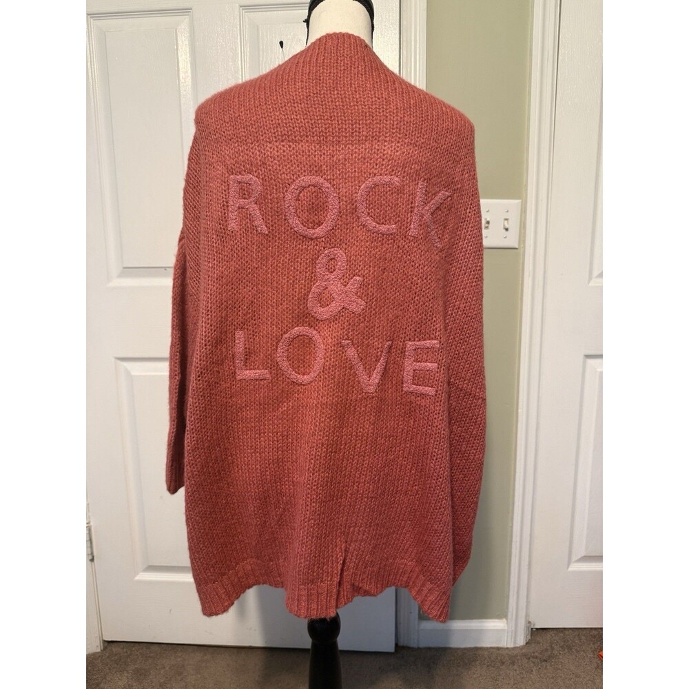 Elan Raspberry Rock & Love Open Front Cozy Knit Cardigan Sweater OneSize